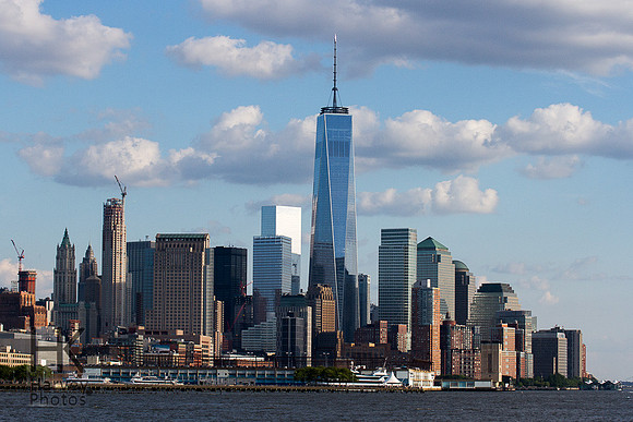 sky line of lower Manhattan with new Freedom Tower
